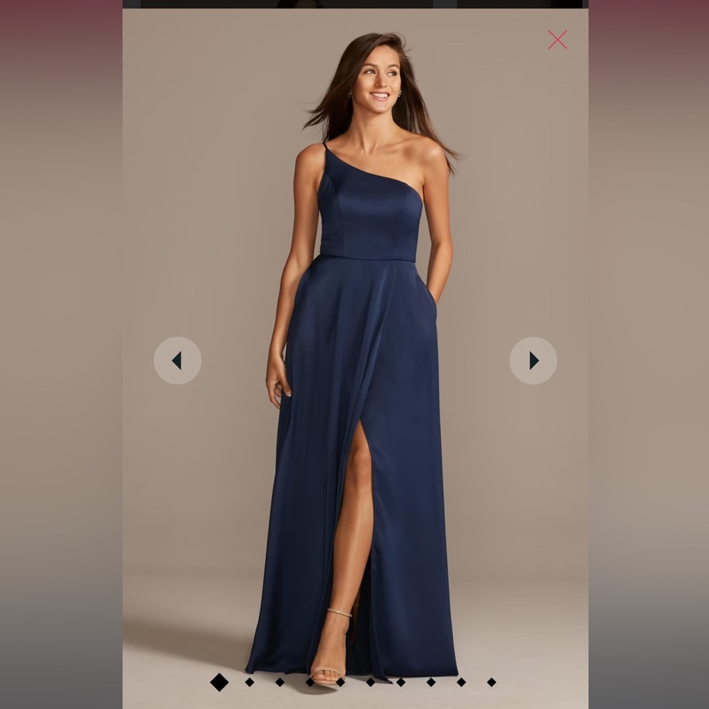 David’s Bridal crepe-back satin one-shoulder dress - Marine
